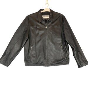 VTG Pelle Studio Mens Large Leather Moto Jacket Mesh Back Adjustable Waist Tabs